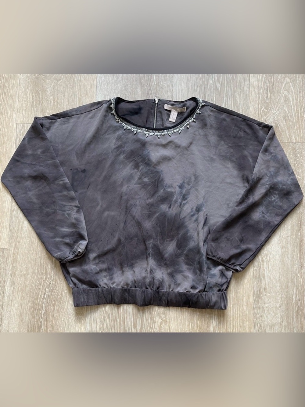Forever 21 Sheer Embellished Top Whimsigoth Y2K Indie Smoky Tie Dye Sz M